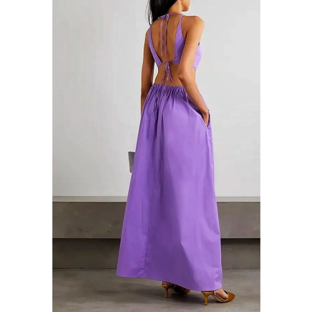 STAUD Myla Amethyst Cut Out Cotton Poplin Maxi Dress - Picture 14 of 15